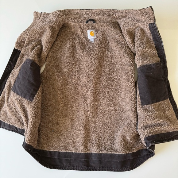 Carhartt Canvas Sherpa Lined Work Vest Jacket Mens Large V33 DKB Dark Brown - Picture 8 of 15